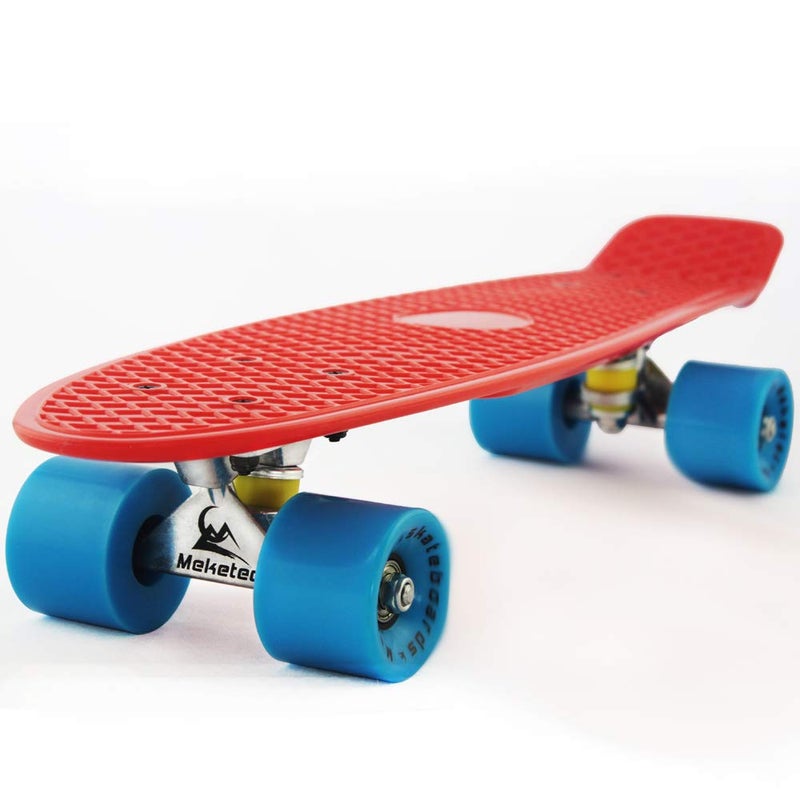 Meketec Skateboards Children 22 inch Complete Mini Criuser Kids Skateboard Toddler Board for Boys Girl Youth Beginners Teenagers Board Adults Patinetas Dog (Red Blue) - Image 1